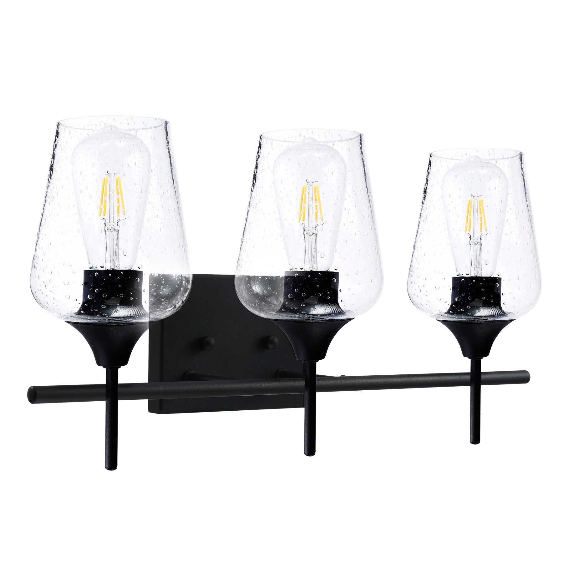 CO-Z Matte Black Vanity Light with Clear Seeded Glass Shade - Mycitystee