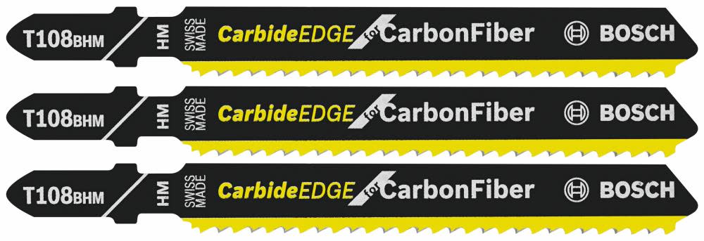 Bosch 3 pc. 3-5/8 In. 12 TPI Carbide Edge for Carbon Fiber T-Shank Jig Saw Blades T108BHM3 from Bosch - Mycitystee