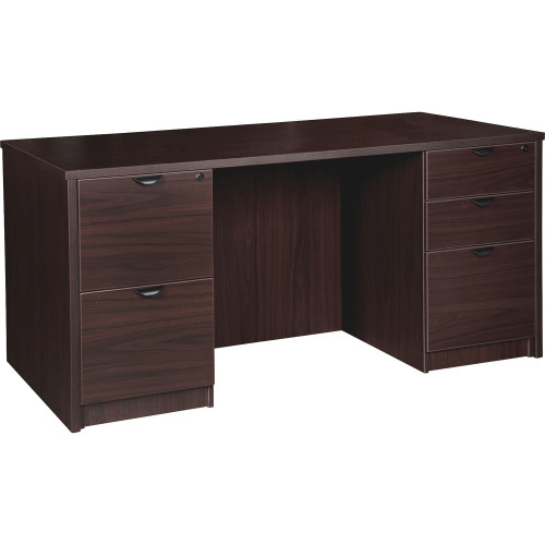 Lorell Prominence 2.0 Espresso Laminate Double-Pedestal Desk - 5-Drawer (PD3060DPES) - Mycitystee