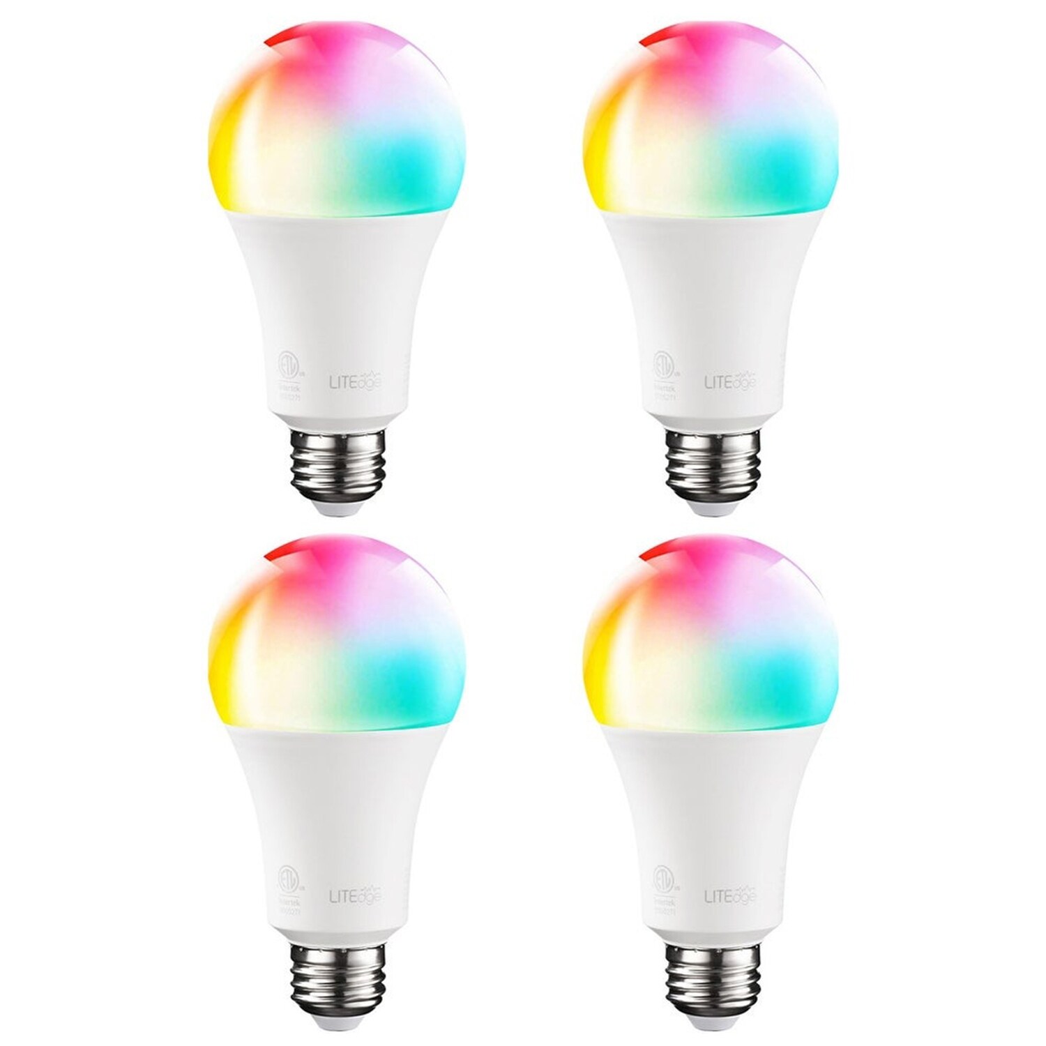 A21 Smart 2000K-5000K RGBCW Changing Light Bulbs， WiFi and Bluetooth - 4PACK - Mycitystee