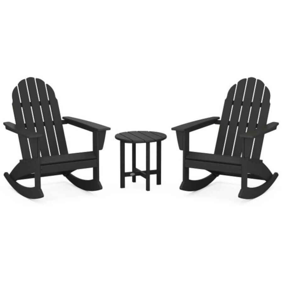 POLYWOOD Vineyard 3-Piece Adirondack Rocking Chair Set in Black - Mycitystee