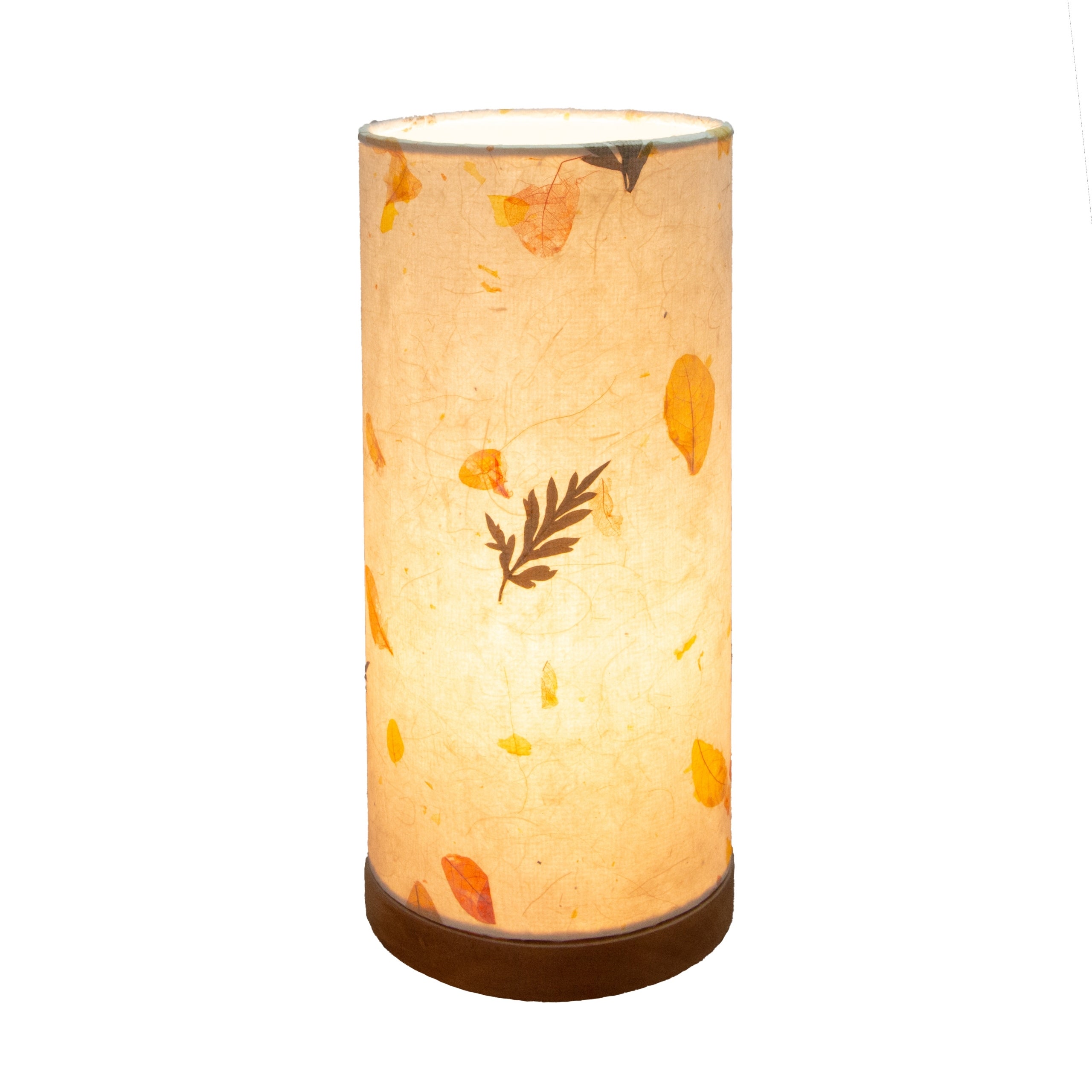 Handmade Paper Cylinder Fern Table Lamp - 6 x 6 x 13 - Mycitystee