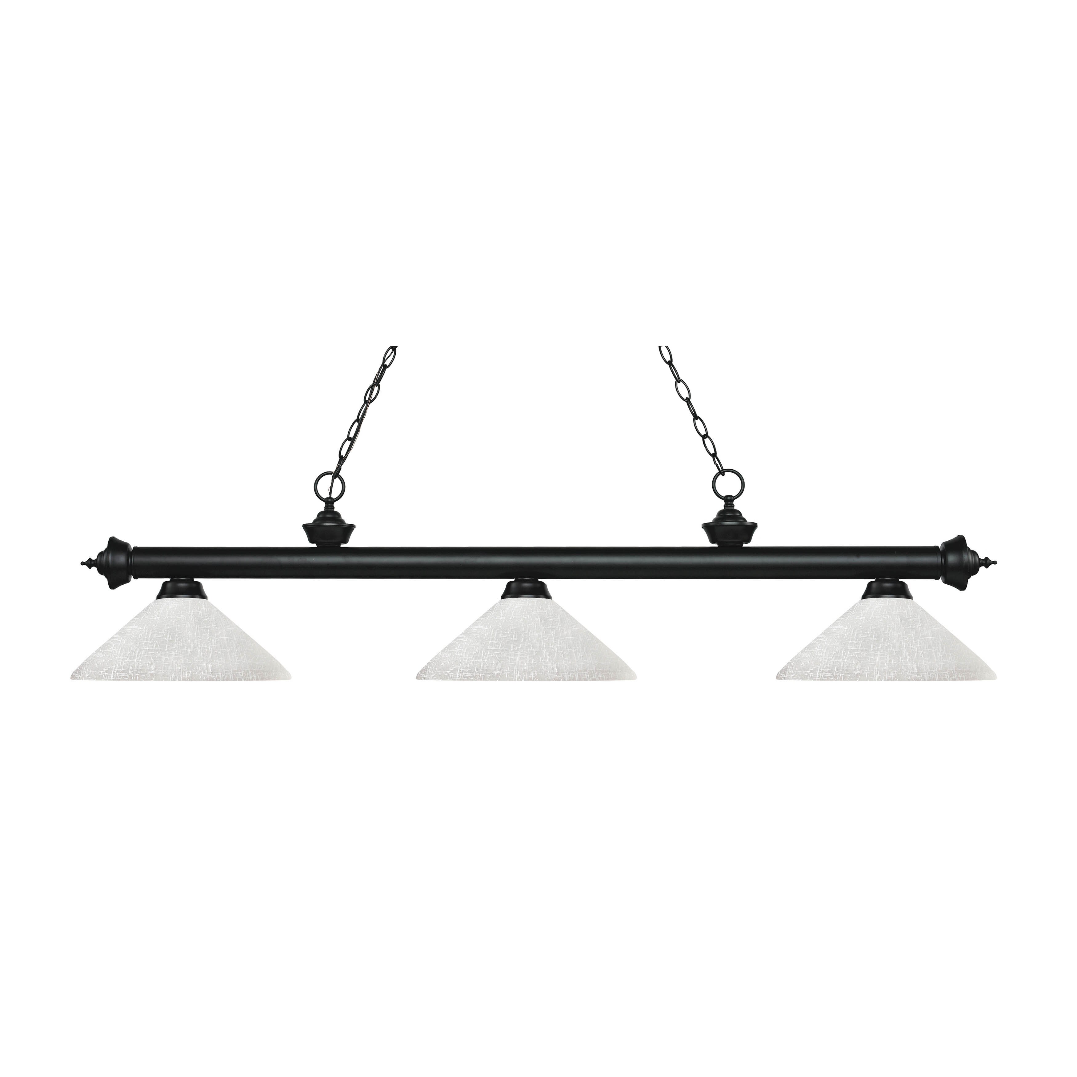 Avery Home Lighting Riviera Matte Black 3-light Island/Billiard Angle White Linen-finished Light - Matte Black - Mycitystee