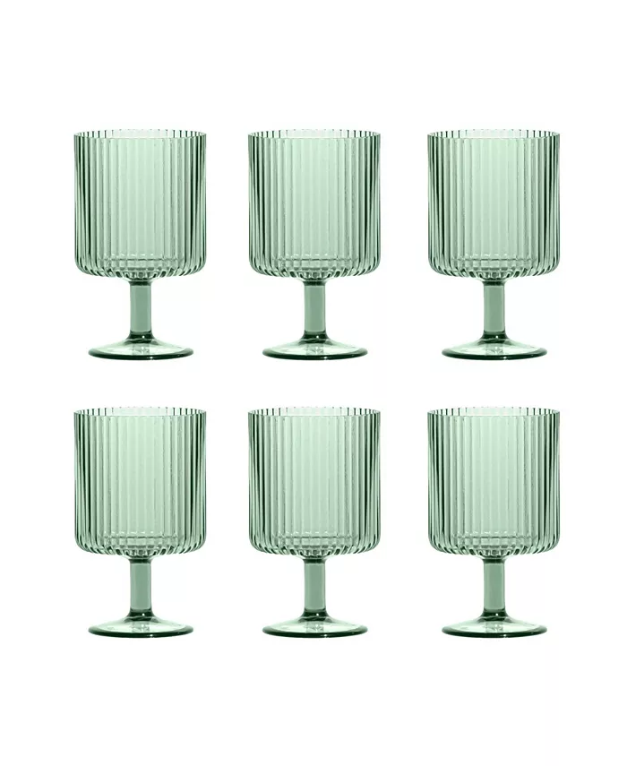 TarHong Mesa Stacking Goblet 6-Piece Premium Acrylic Glass Set， 15 oz - Mycitystee