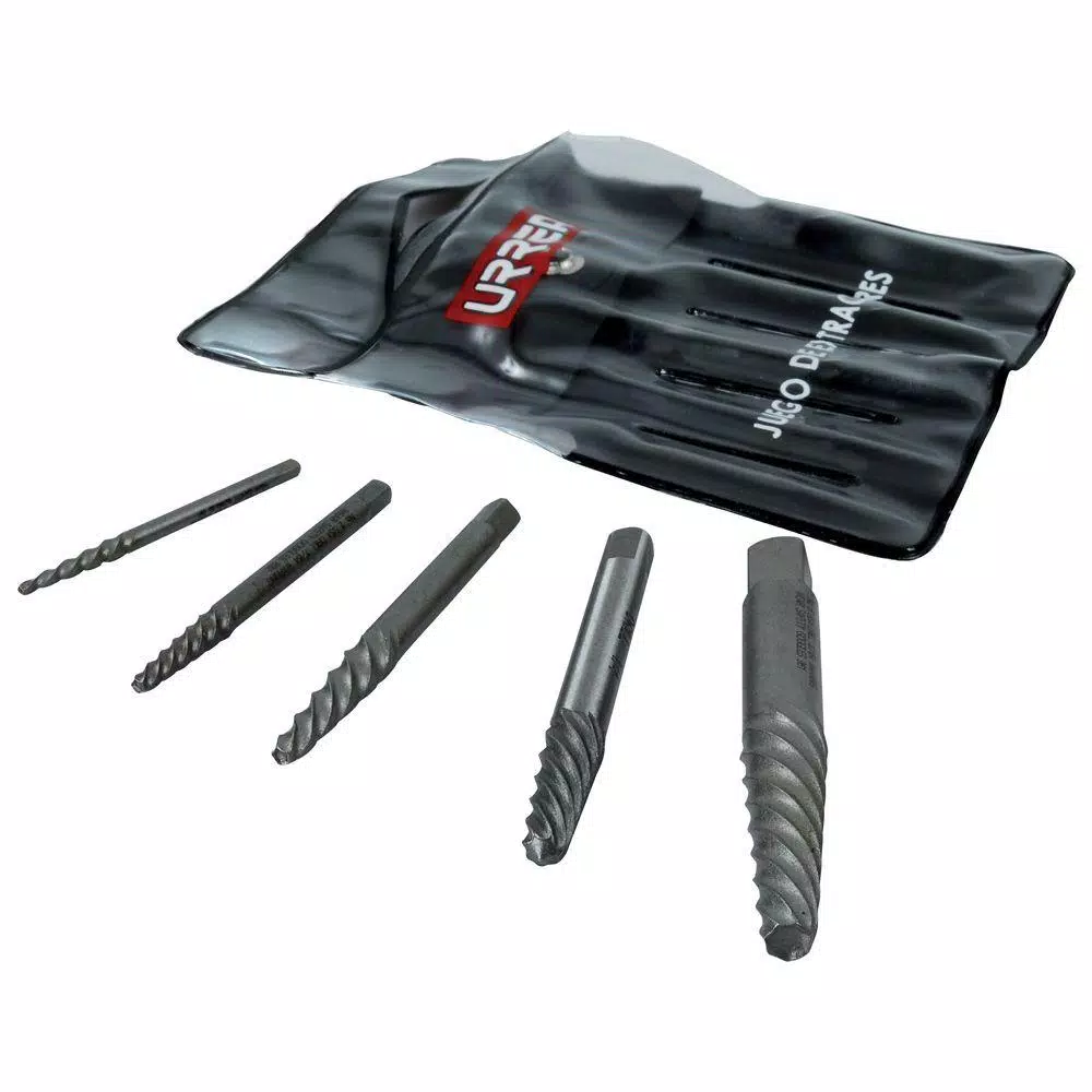 URREA 1/8 in. to 3/4 in. Pouch Set of Spiral Bolt Extractors Screws 5 Piece and#8211; XDC Depot - Mycitystee