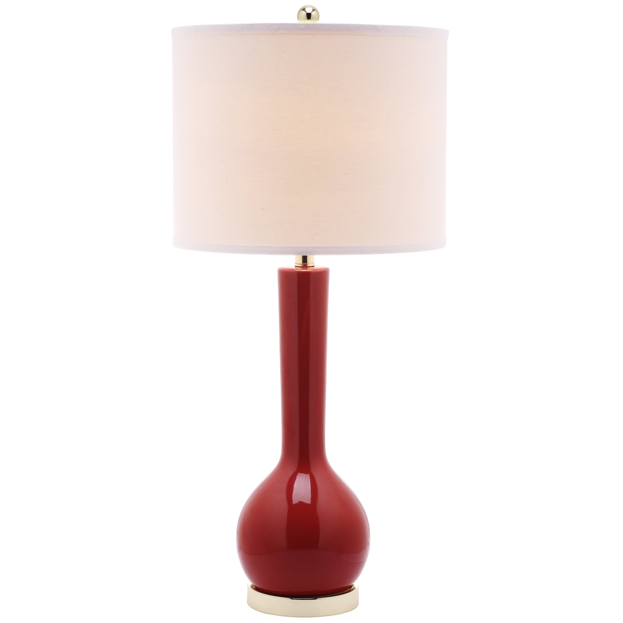 SAFAVIEH Lighting 31-inch Mae Chinese Red Long Neck Ceramic Table Lamp - 14