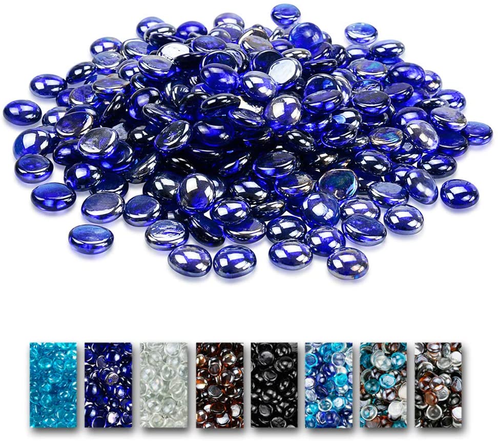 1/2'' Patio Heaters Blue Fire Beads Glass Reflective Tempered Fire Beads Rocks for Fire Pits, Fireplace and Fire Bowl10 LBS - Mycitystee