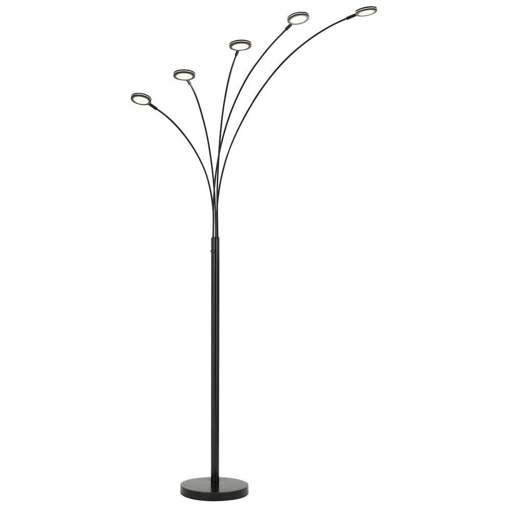 Metal Arc Floor Lamp with Integrated LED Light， Brown - 72 H x 12 W x 39 L Inches - Mycitystee