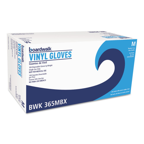 Boardwalk General Purpose Vinyl Gloves， Powder/Latex-Free， 2.6 mil， Medium， Clear， 100/Box， 10 Boxes/Carton (365MCT) - Mycitystee