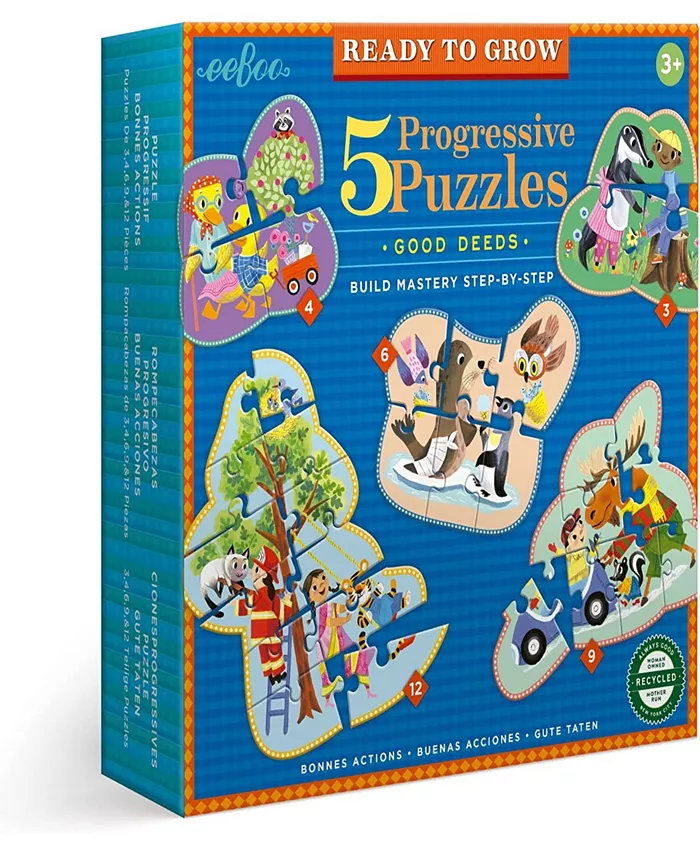 Eeboo Ready to Grow - Good Deeds 5 Puzzle Set， 34 Pieces - Mycitystee