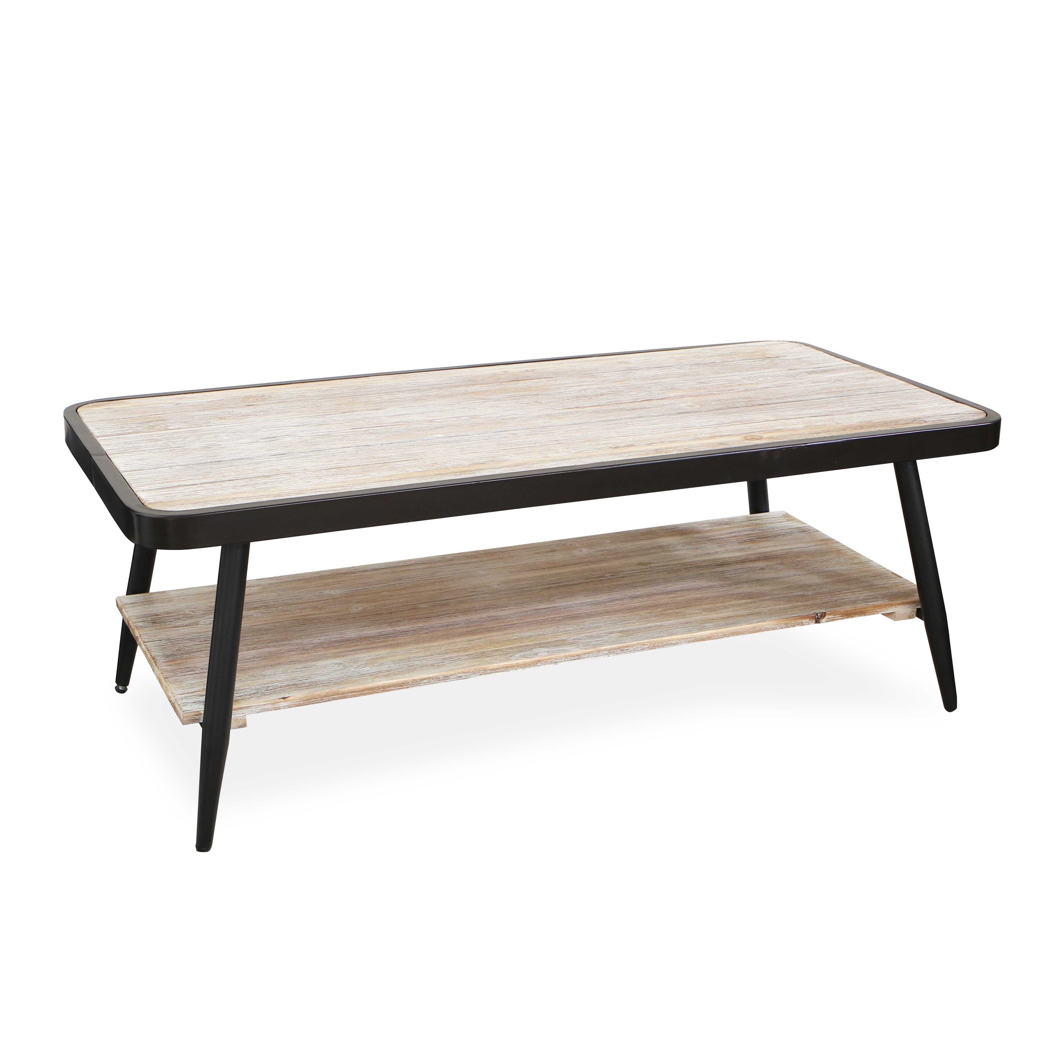 Industrial Style Distressed Whitewash and Gray Coffee Table - 44.7 W x 22 D x 16.2H - Mycitystee