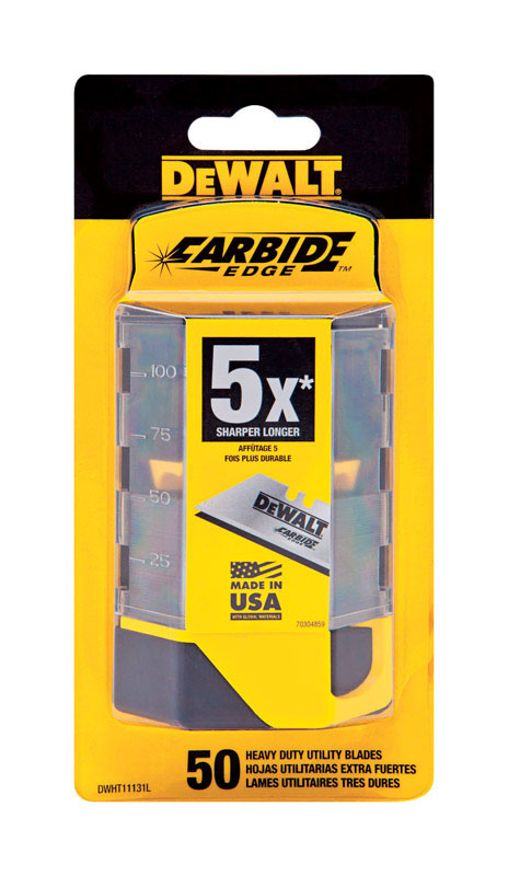 DeWalt Carbide Edge Steel Heavy Duty Utility Blade 2-1/2 in. L 50 pc - Mycitystee