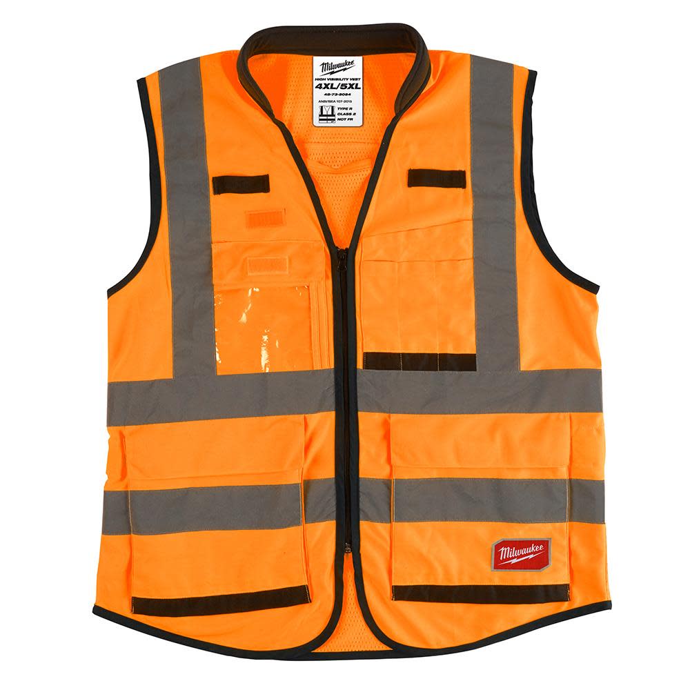 Class 2 High Visibility Orange Performance Safety Vest4XL/5XL - Mycitystee
