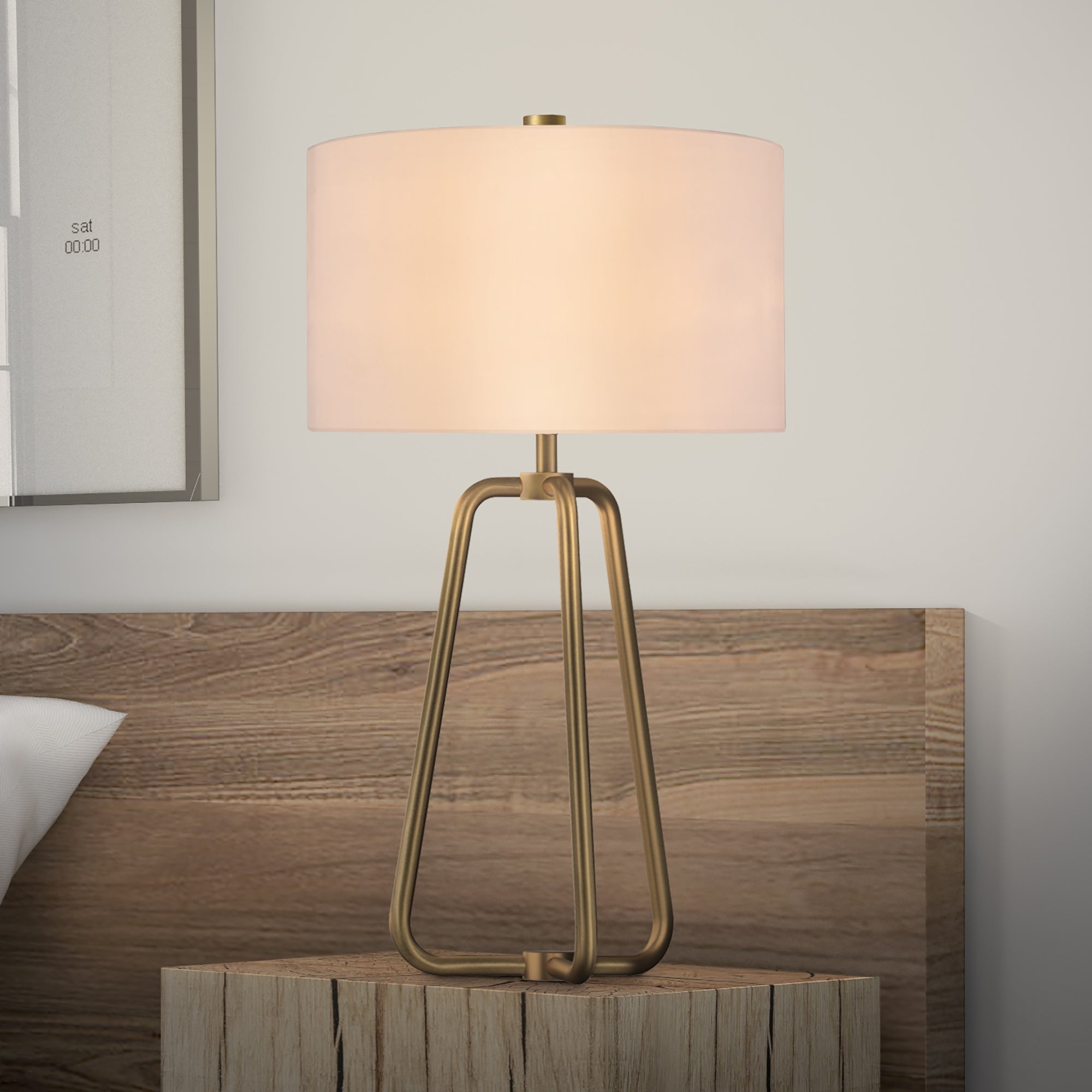 Bryan Golden Antique Brass Finish Table Lamp with Linen Shade - Mycitystee
