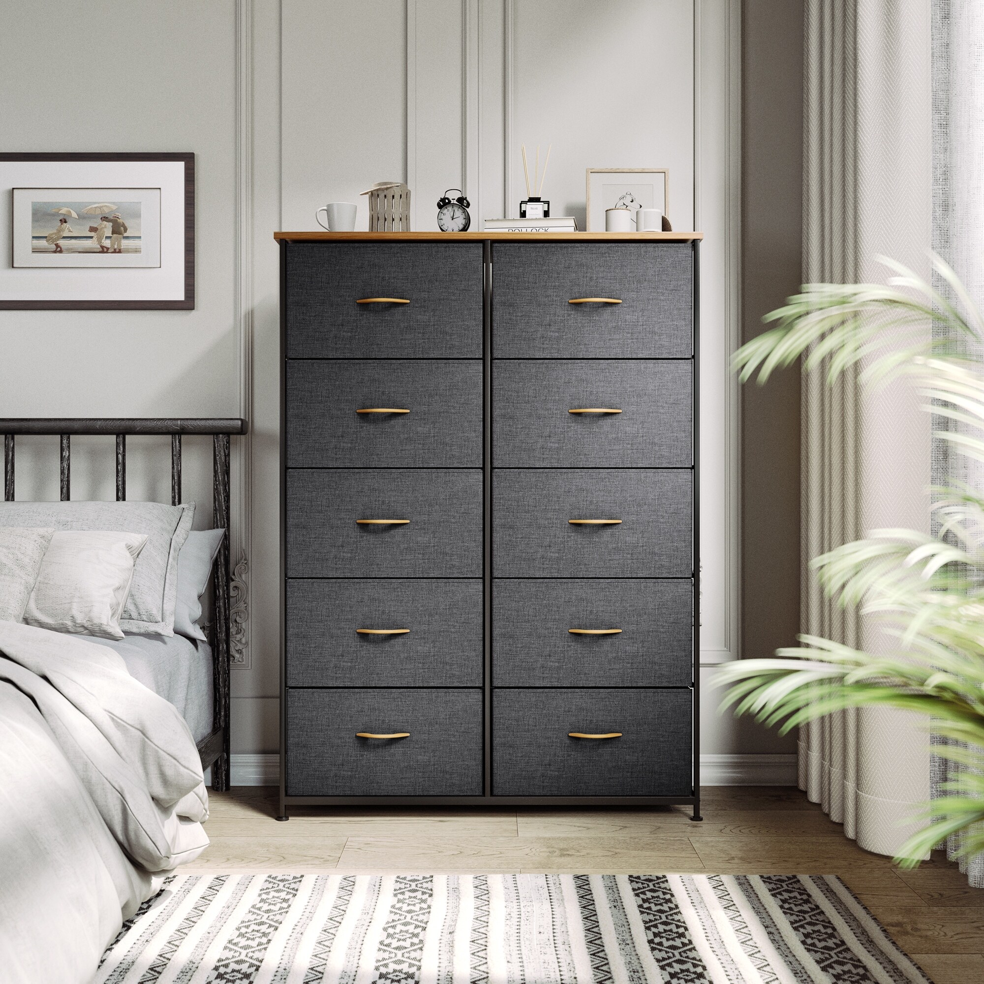 10 Drawers Furniture Storage Chest Grey 10-Drawer Dresser - - 37509584 - Mycitystee