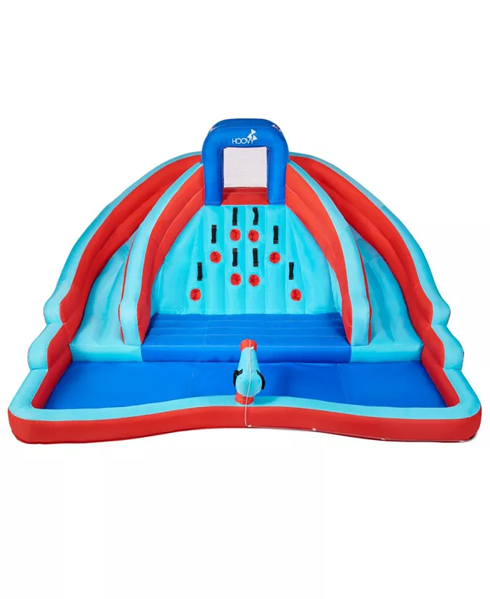 Hoovy Giant Double Water Slide with Climbing Wall | 6.5 FT x 13 FT x 11 FT | Inflatable Double Water Slide with Pool Area | Heavy Duty Easy to Set Up - Mycitystee