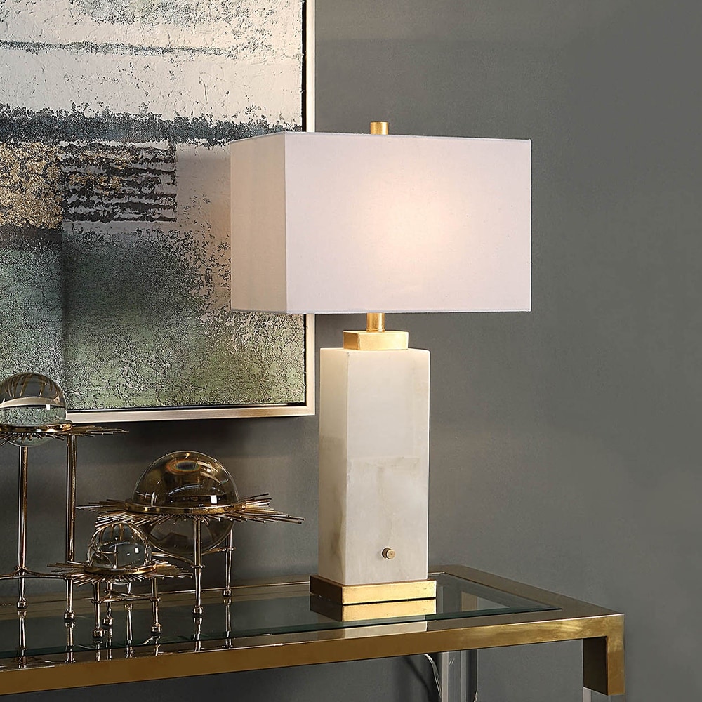 Kavana Decor Alabaster Table Lamp in White - Mycitystee
