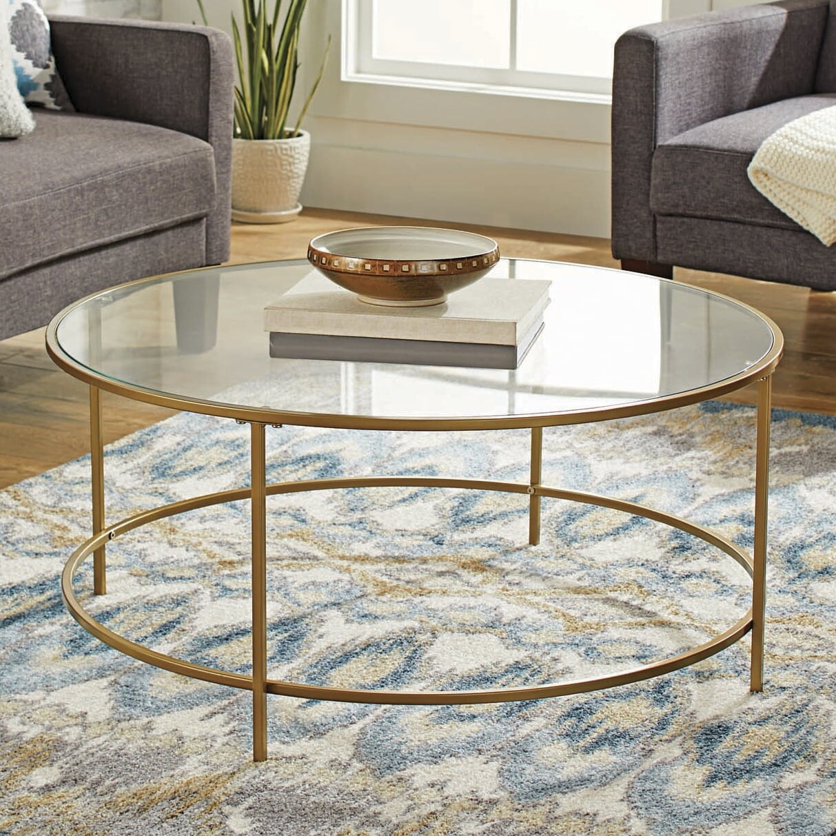 Nola Coffee Table， Gold Finish - Mycitystee