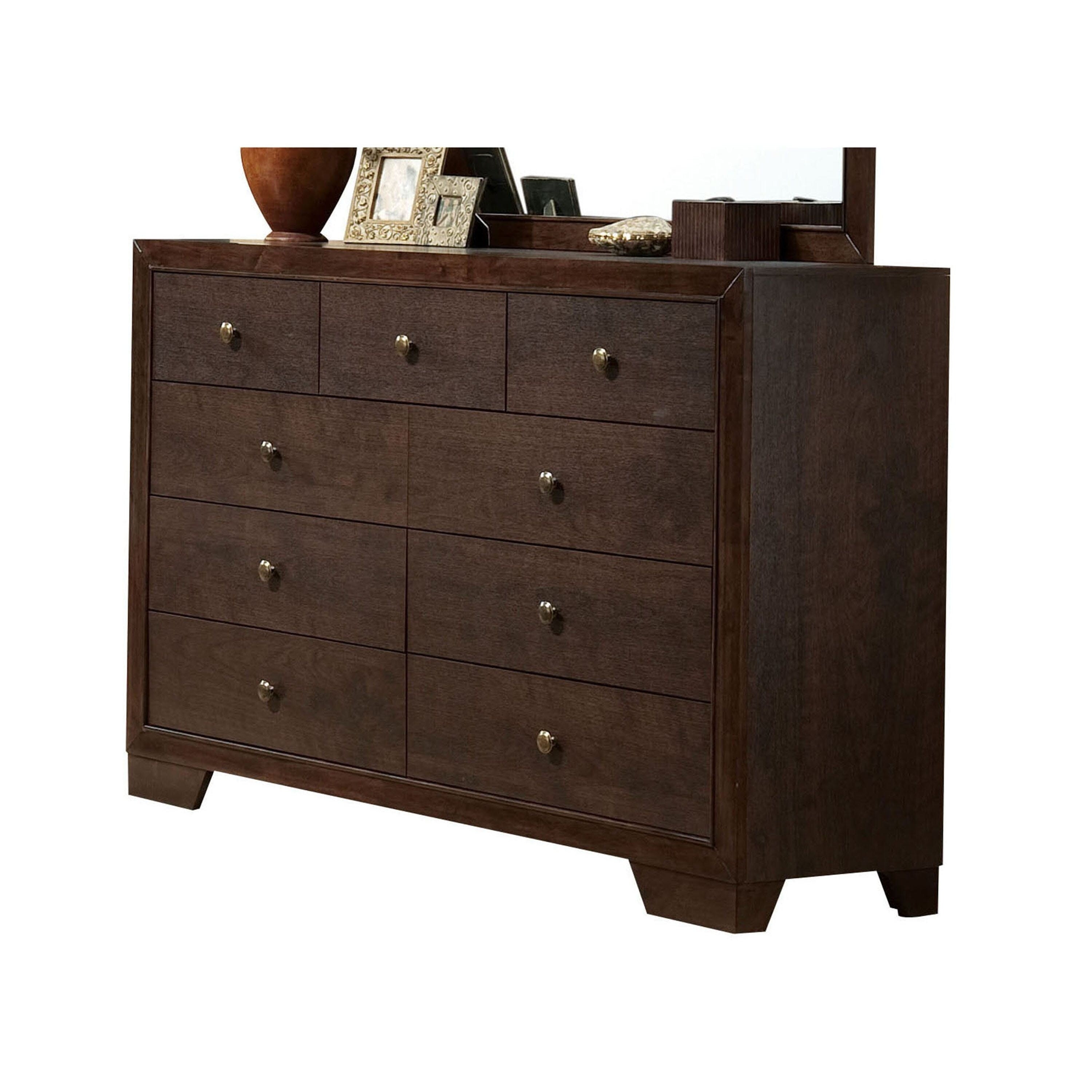 Contemporary Style Wooden Dresser With 9 Drawers， Espresso Brown - - 23044750 - Mycitystee