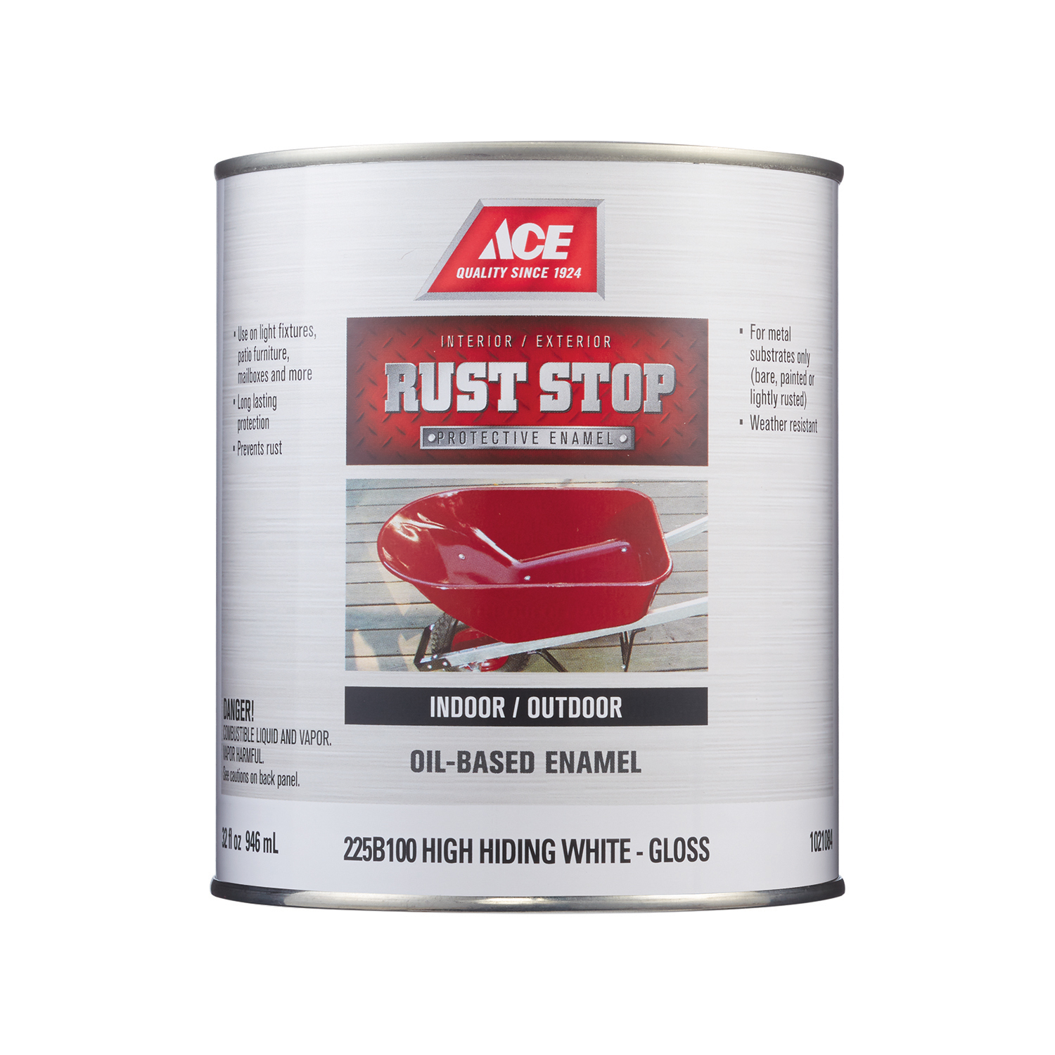 Ace Rust Stop Indoor/Outdoor Gloss White High-Hide Base Enamel Rust Prevention Paint 1 qt - Mycitystee