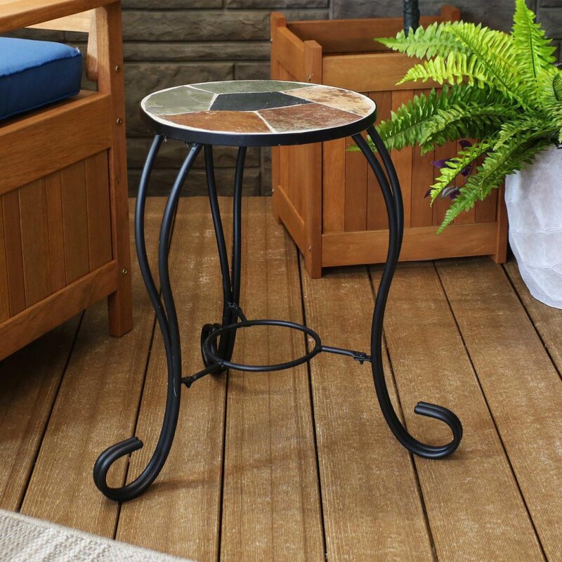 Ultimate Patio 12-Inch Mosaic Slate Tile Side Table - Mycitystee