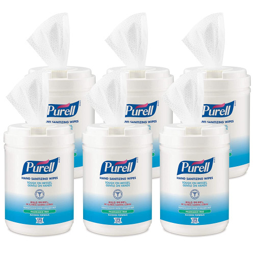 PURELL Hand Sanitizing Wipes Alcohol Formula， 6 x 7， White， 175/Canister， 6 Canisters/Carton (903106) - Mycitystee