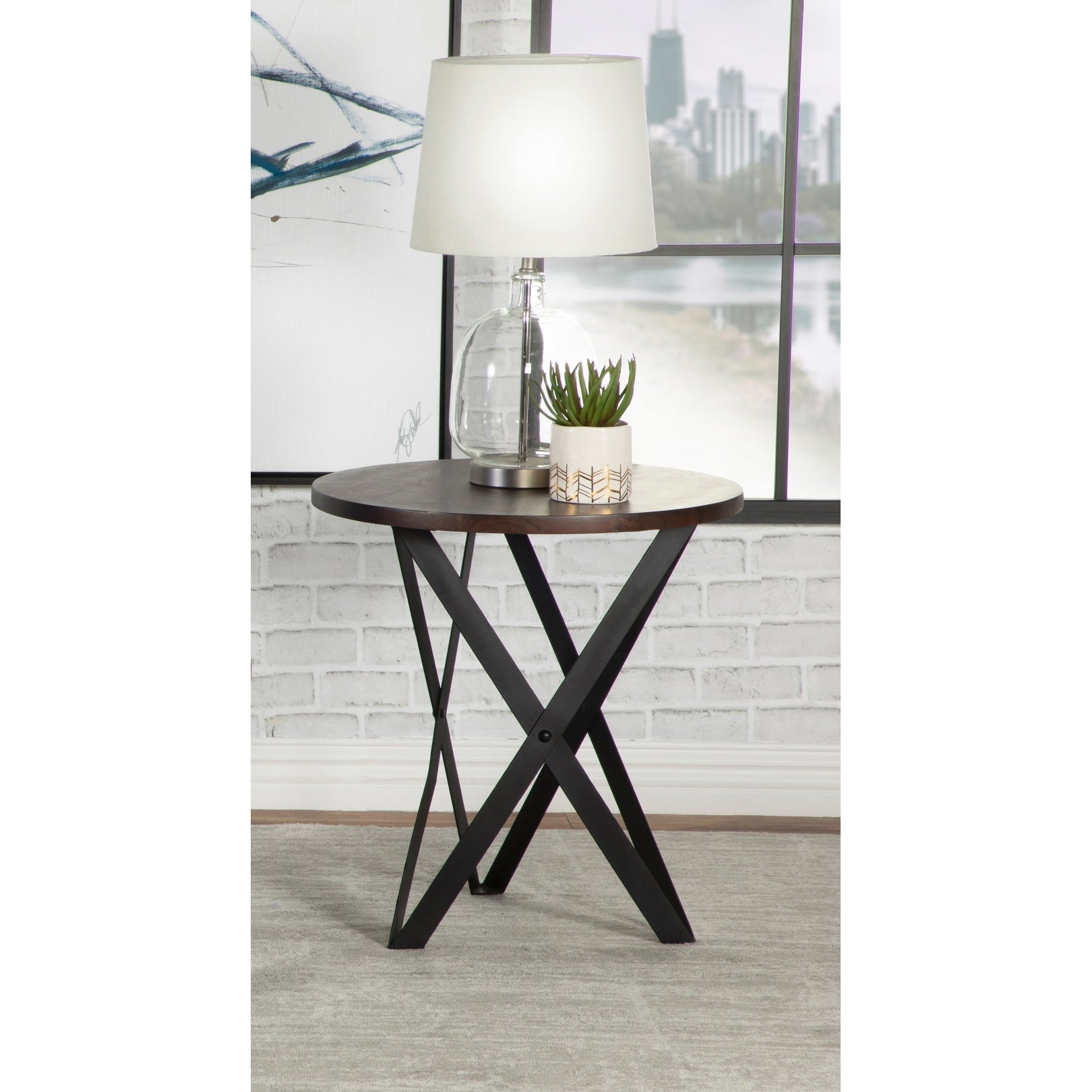 Coaster Furniture Zack Smokey Grey and Black Round End Table - Mycitystee