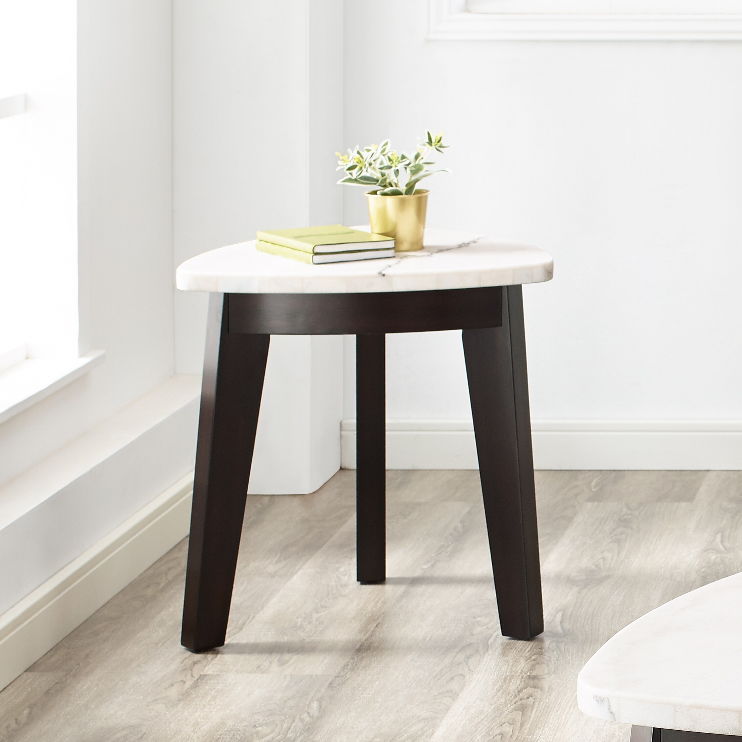 Falicity White Marble Top End Table by Greyson living - Mycitystee
