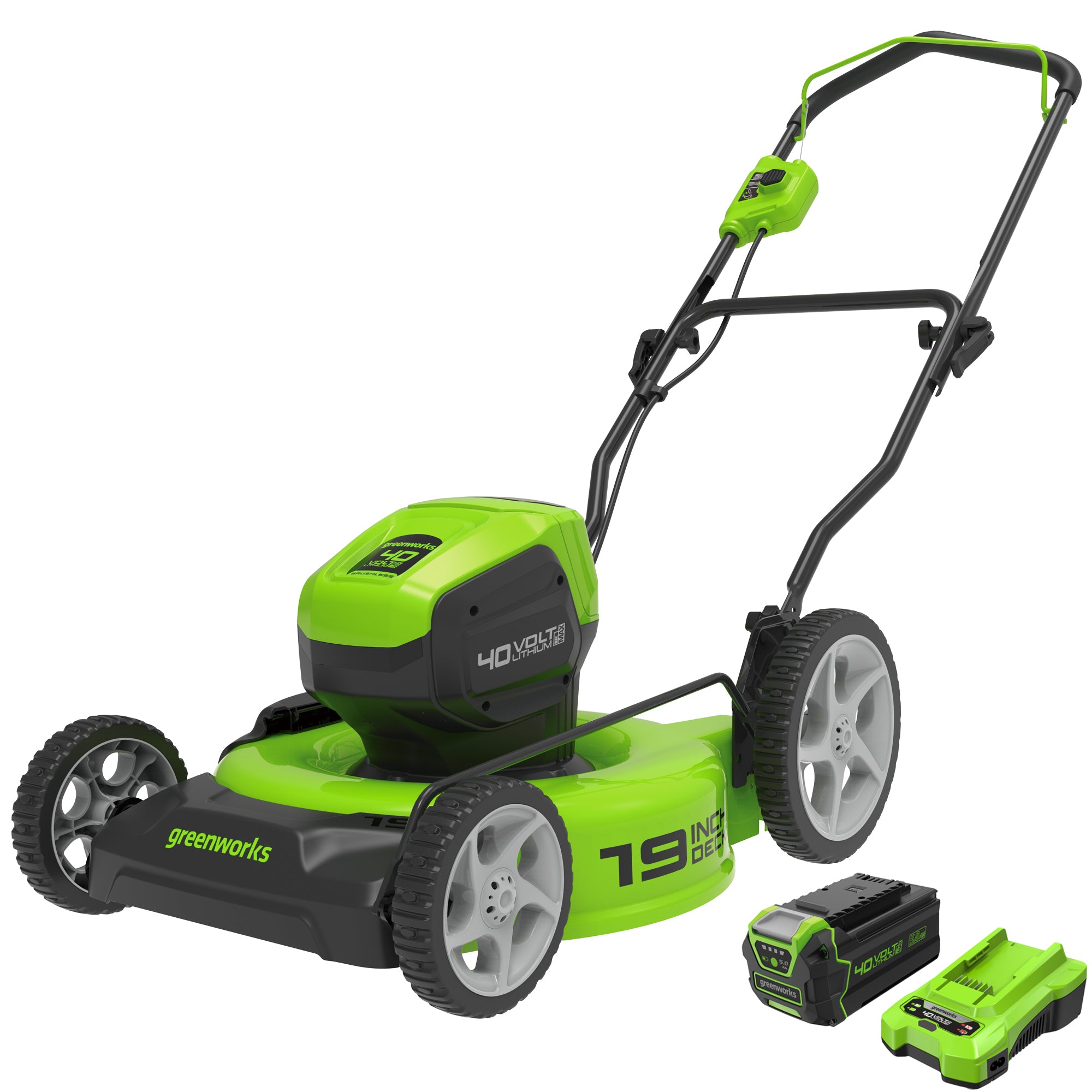 40V 19” Cordless Battery Push Lawn Mower w/ 5.0Ah USB Battery  Charge - Mycitystee