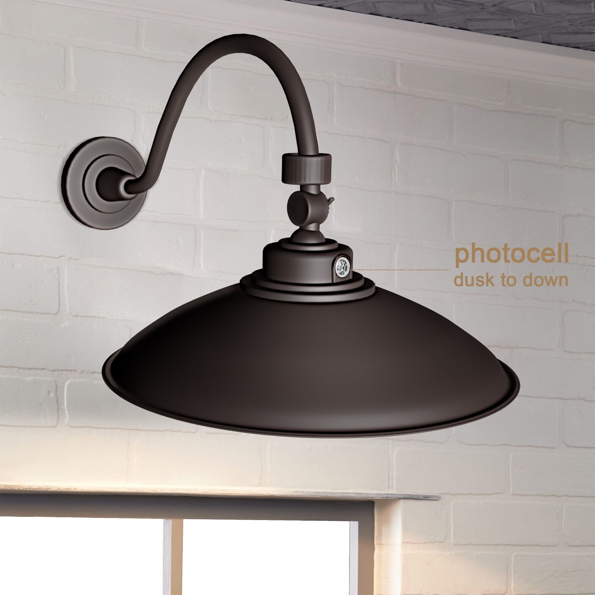 42W Brown LED Gooseneck Barn Light with Photocell Dusk to Dawn 5000K - 14 Shopping - The Best Deals on Outdoor Barn Lights | 39710128 - Mycitystee