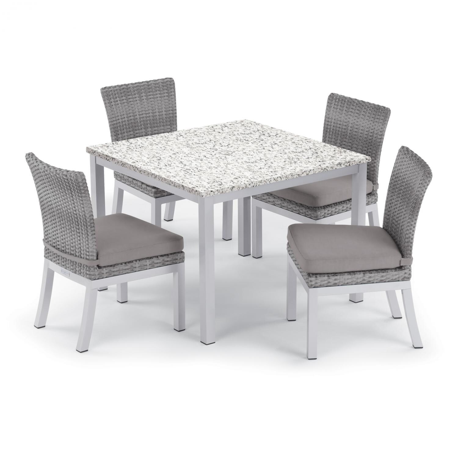 Argento 5 Piece Wicker Patio Dining Set W/ 39 Inch Square Lite-Core Ash Table， Side Chairs and Stone Cushions By Oxford Garden - Mycitystee