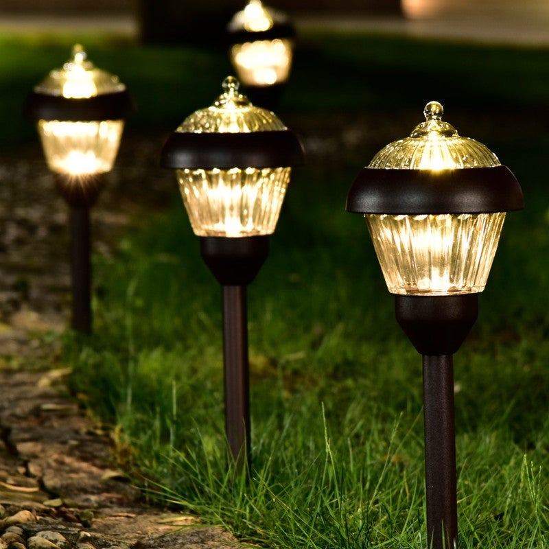 Solar LED Metal and Glass Garden Pathway Light 4 Pack - 4 Pack - Mycitystee