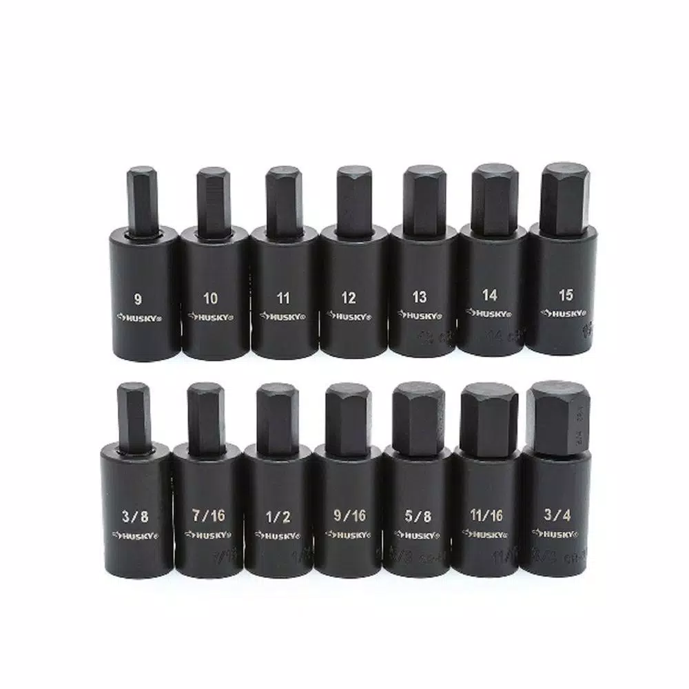 Husky 1/2 in. Drive Hex Bit SAE/MM Impact Set (14-Piece) and#8211; XDC Depot - Mycitystee