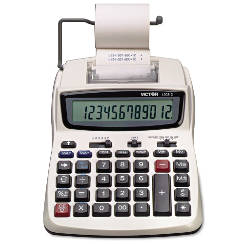 Victor 1208-2 Two-Color Compact Printing Calculator， Black/Red Print， 2.3 Lines/Sec - Mycitystee
