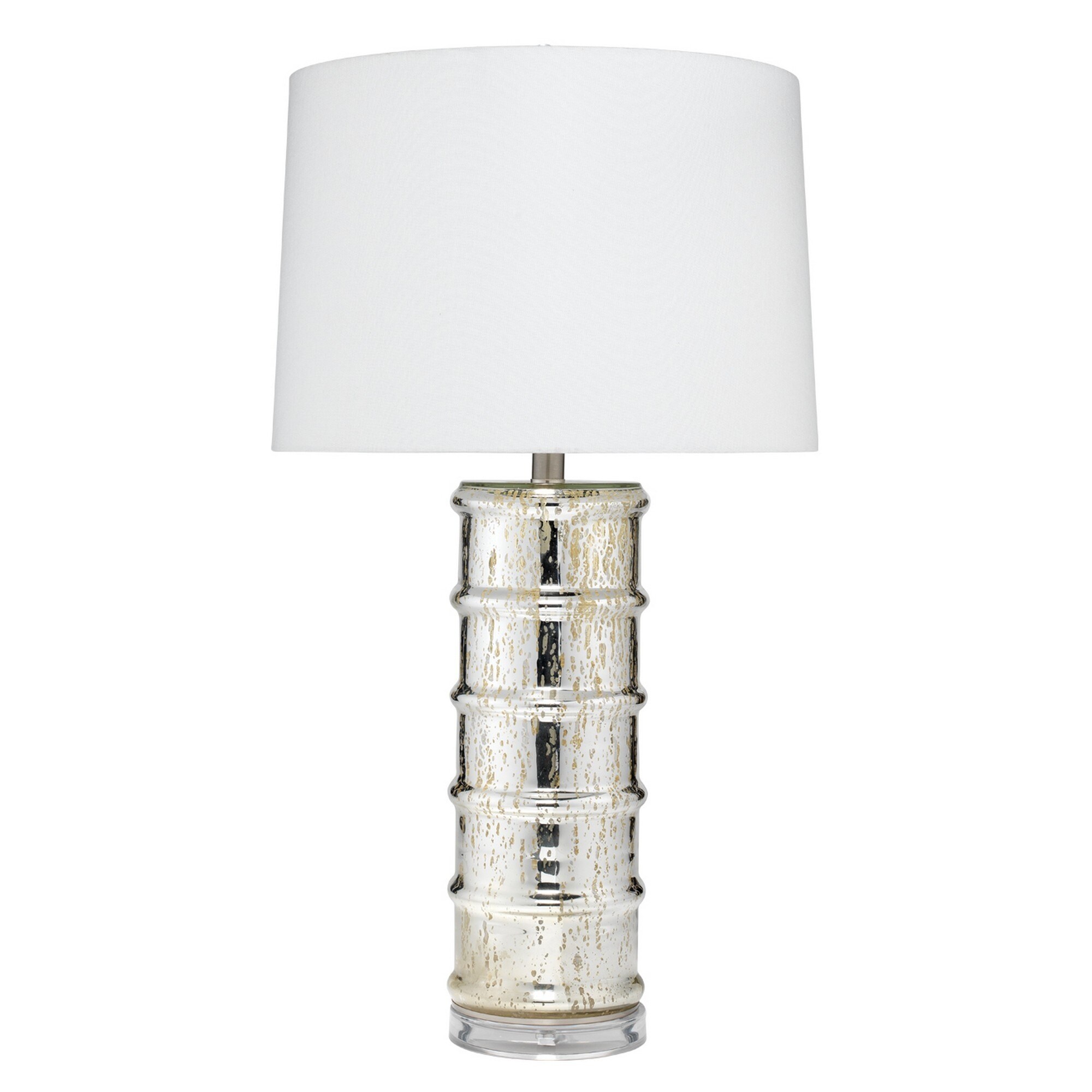 Glass Table Lamp with Contemp Reflections， White and Silver - Mycitystee