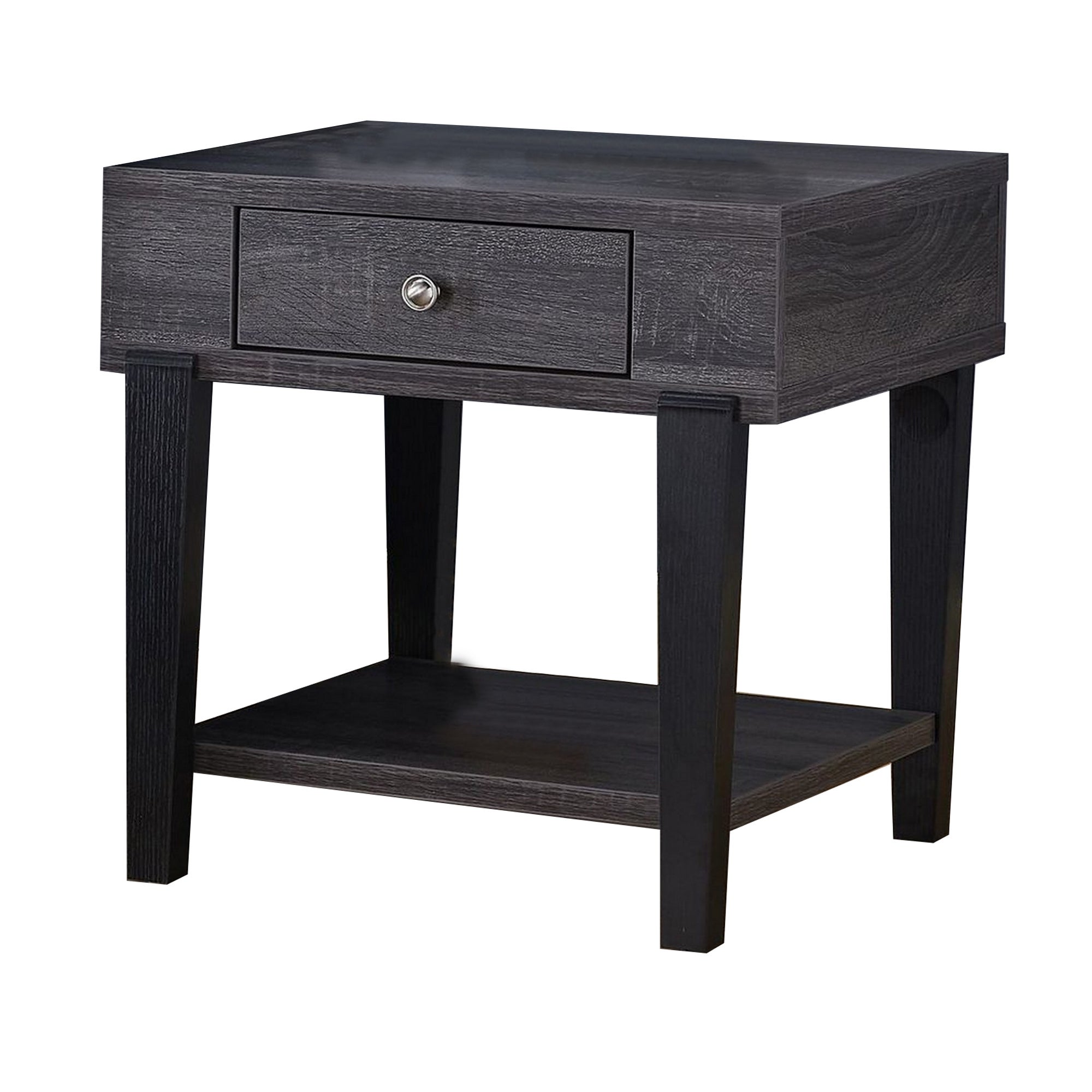 1 Drawer Wooden End Table with 1 Open Shelf， Distressed Gray - Mycitystee