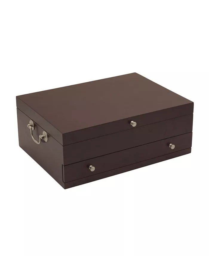Wallace Dark Walnut Lined Drawer Stainless-Steel Flatware 15in Chest - Mycitystee