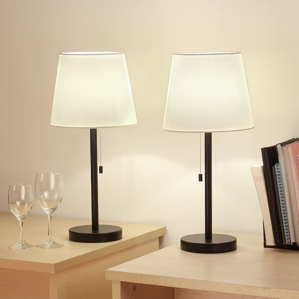 Set of 2 Bedside Table Lamps Elegant Modern Desk Lamps - 5.9