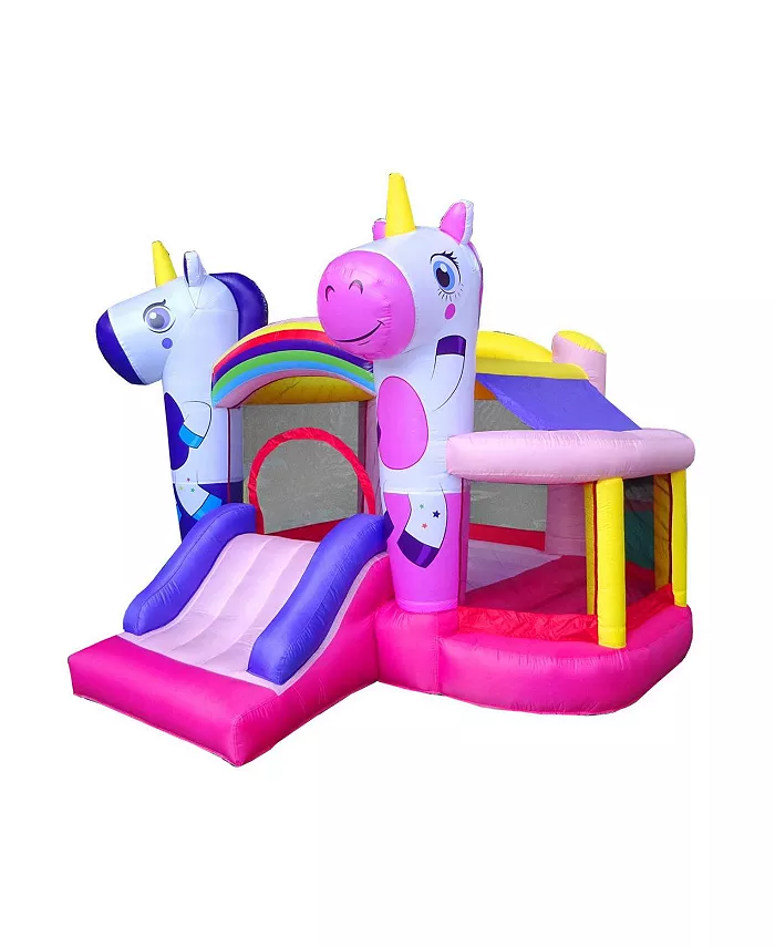 Pogo Bounce House Backyard Kids Inflatable Bounce House with Slide for Kids - Backyard Inflatable Castle Bouncy House - Colorful Unicorn Bouncer - Mycitystee