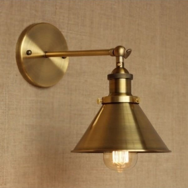 1-Light Wall Sconce With Metal Cone Shade， Brass - Mycitystee