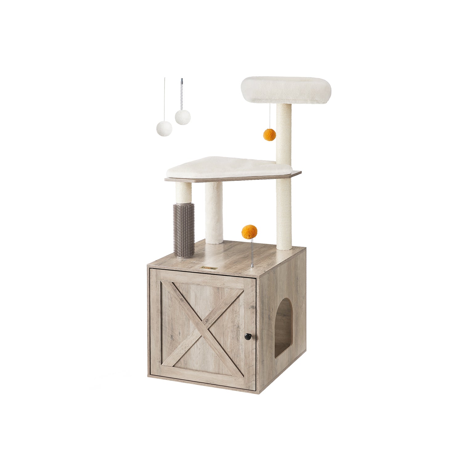 Feandrea Litter Box Enclosure with Scratching MatGreige - Mycitystee
