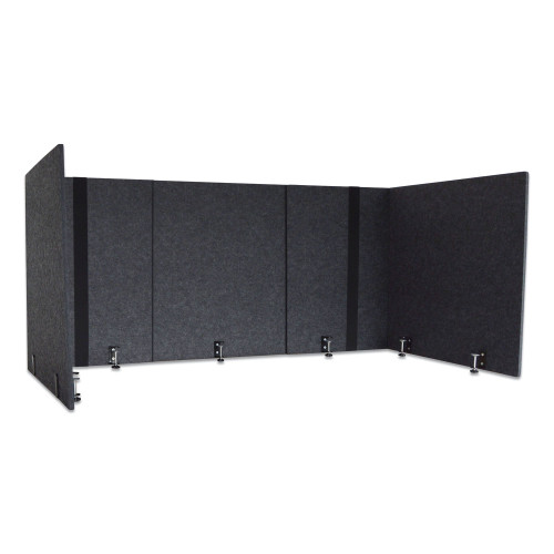 Lumeah Adjustable Desk Screen with Returns， 48 to 78 x 29 x 26.5， Polyester， Ash (LUAD48301A) - Mycitystee