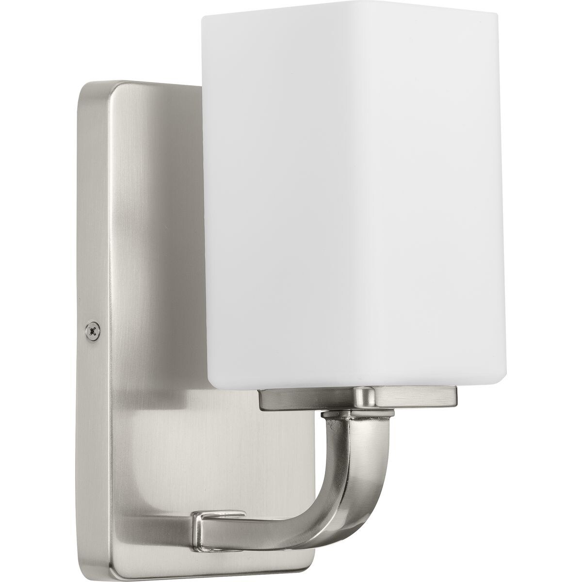 Cowan Collection One-Light Brushed Nickel Opal Glass Bath Vanity Light - 4.75 in x 5.5 in x 8.5 in - Mycitystee