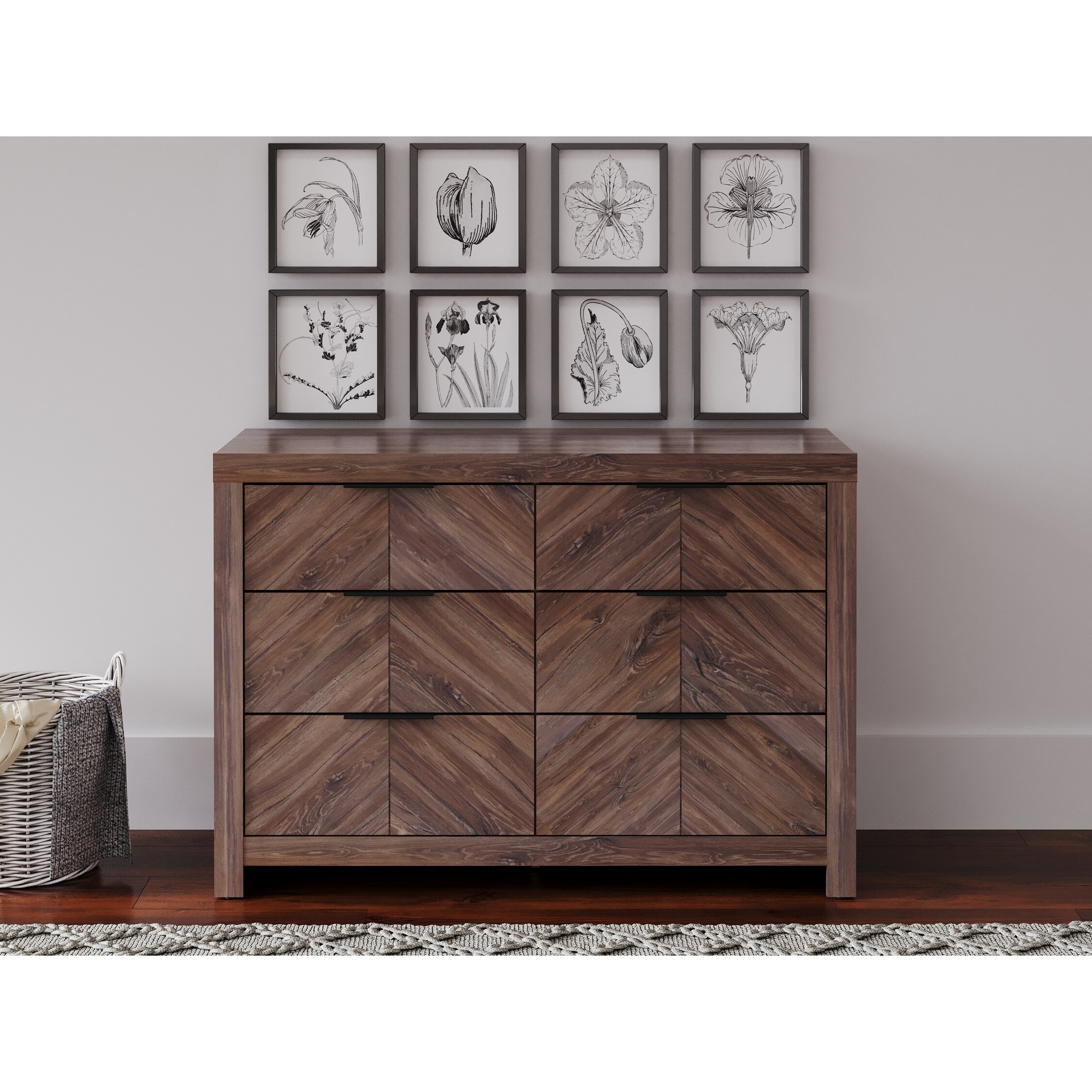 Yerssa Stirling Oak 6 Drawer Dresser - - 35911617 - Mycitystee