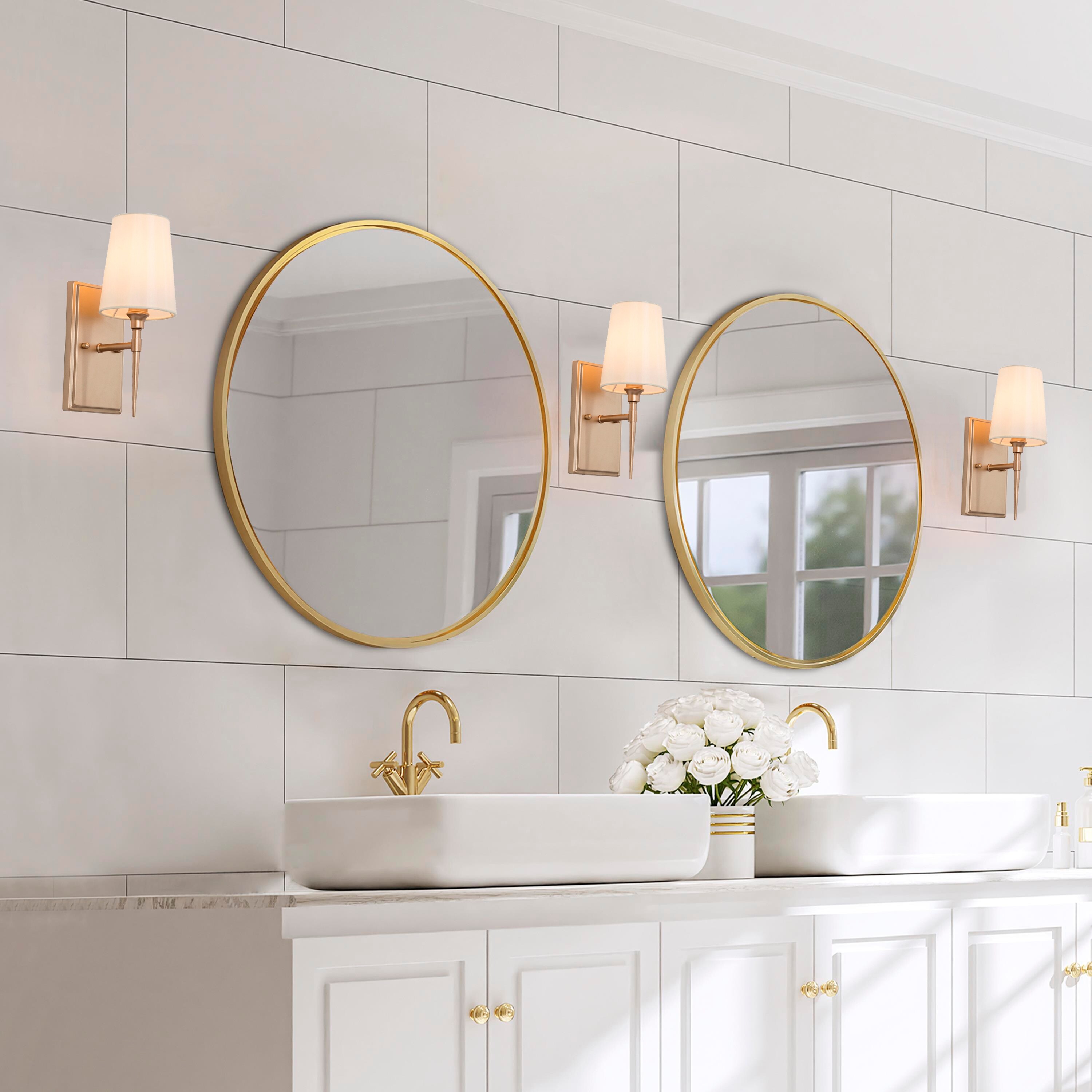 Chiry Mid-Century Modern Gold 1-Light Fabric Shade Bathroom Vanity Light - L 4.5