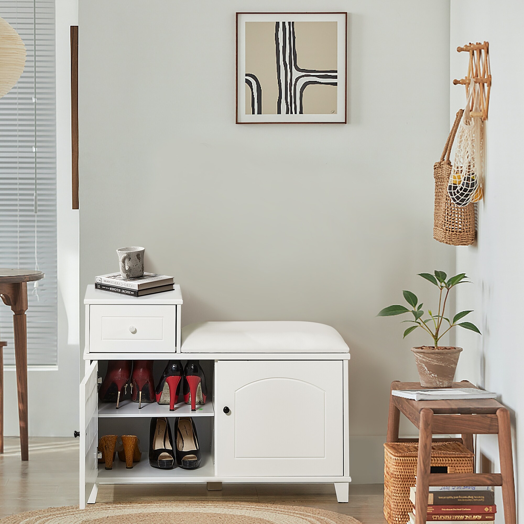 2-Tier Wooden Storage Shoe Cabinet with Drawer - - 36757378 - Mycitystee