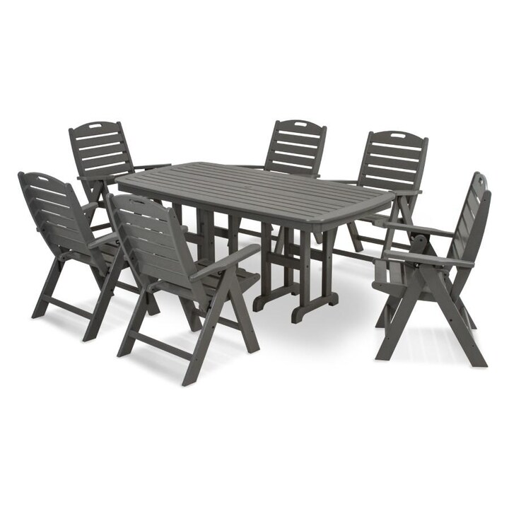 POLYWOOD Nautical 7-Piece Dining Set in Slate Grey - Mycitystee