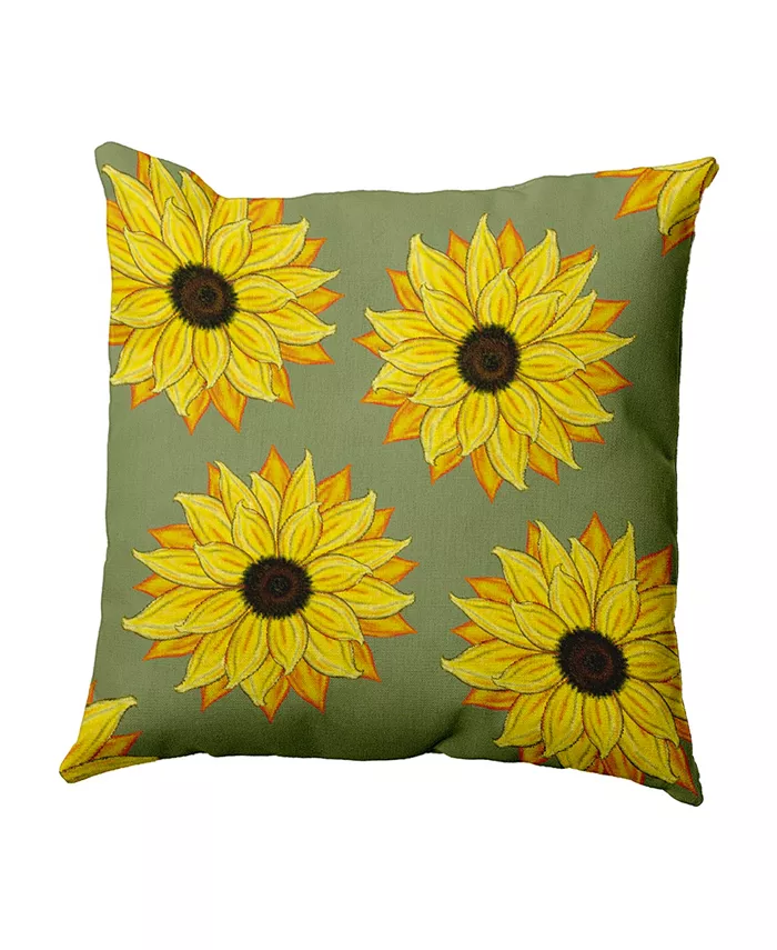 E by Design 16 Inch Mid Green Decorative Floral Throw Pillow - Mycitystee
