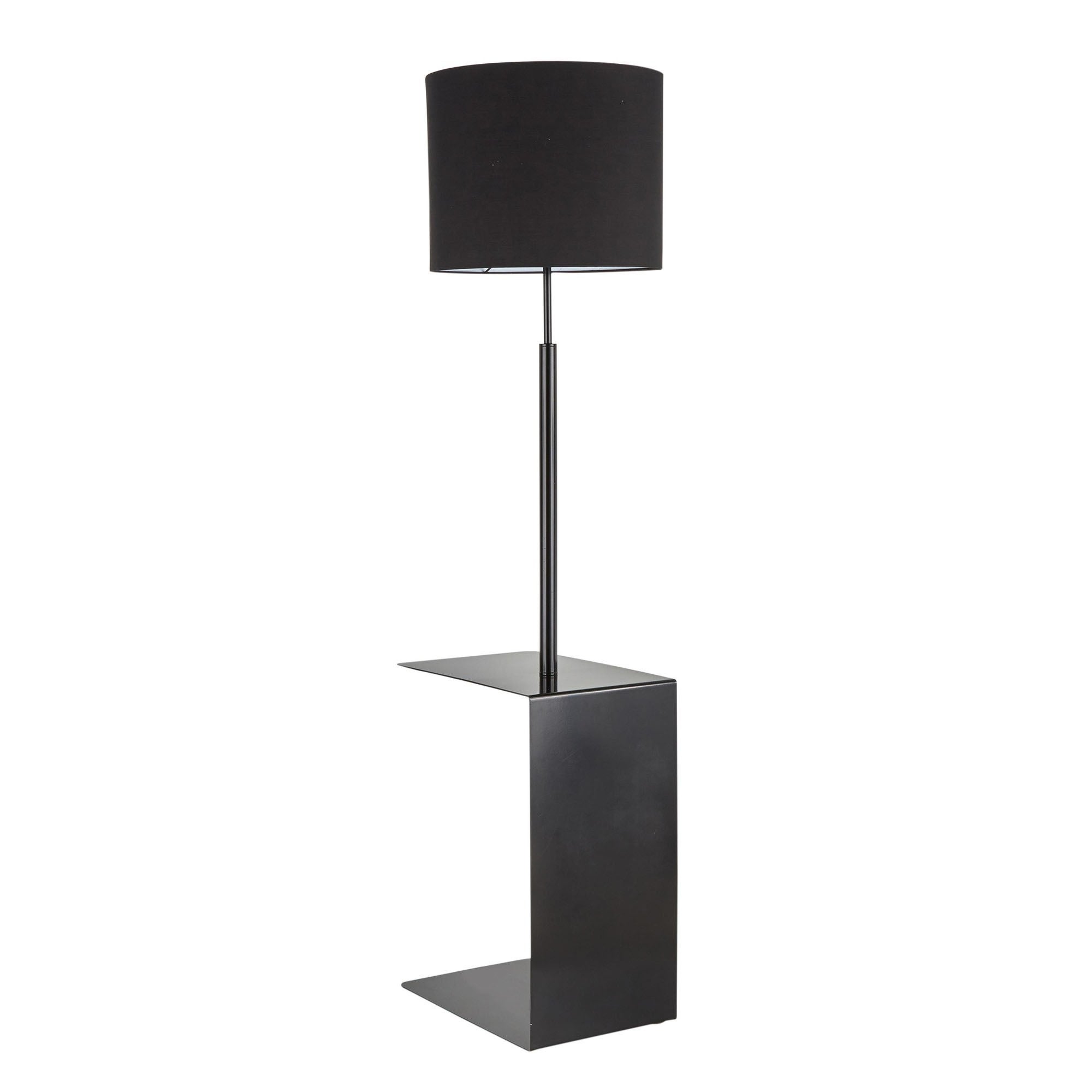 Lumisource Gamma Floor Lamp in Black Metal and Black Linen Shade - 17.75