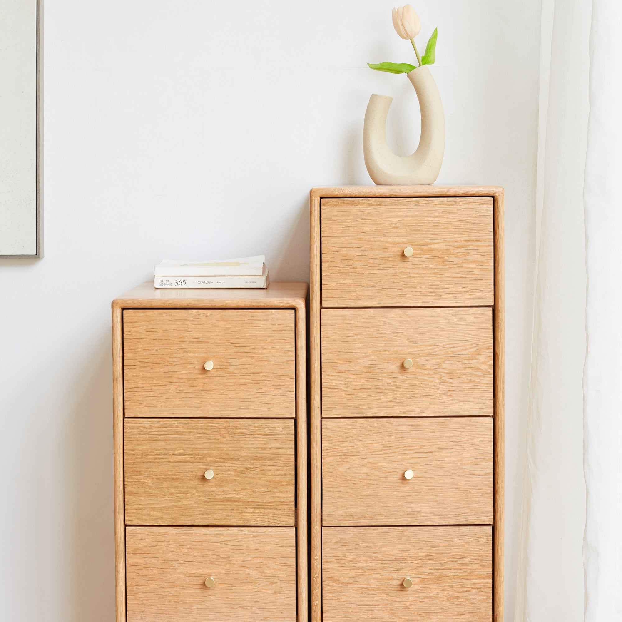 Solid Oak Bedside Table Storage Cabinet Free-Standing Corner Storage Table - - 37522844 - Mycitystee